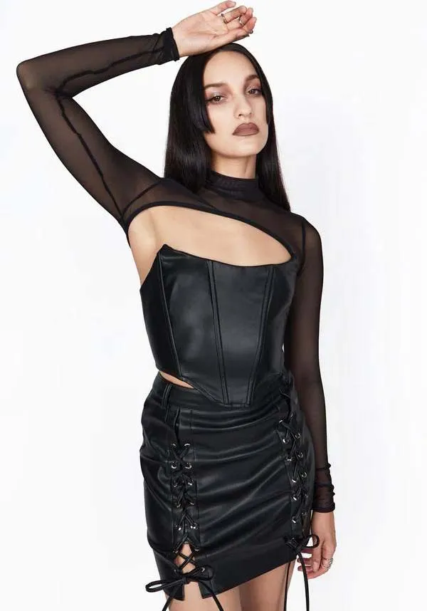 Selene Faux Leather | LACE-UP SKIRT