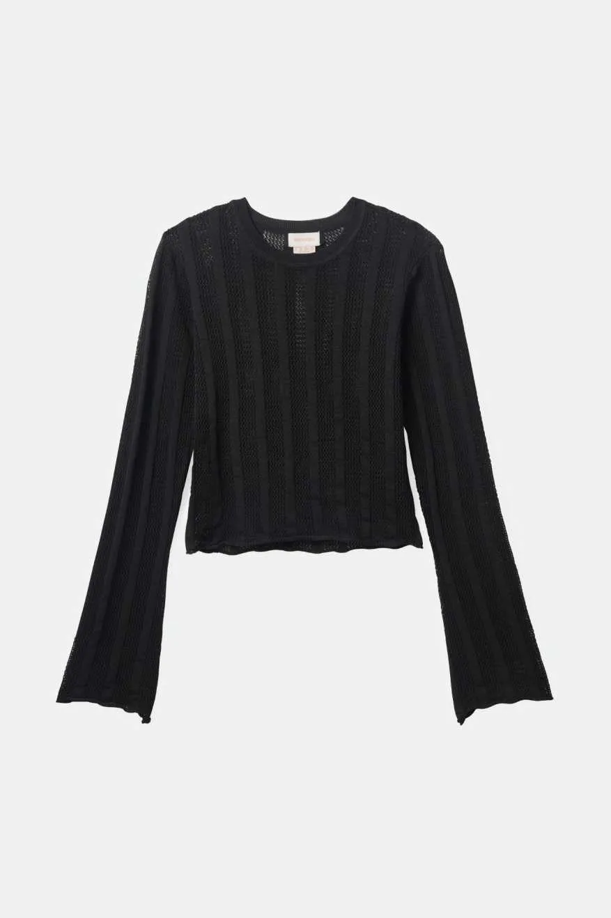 Sheer Knit Top LS| Black