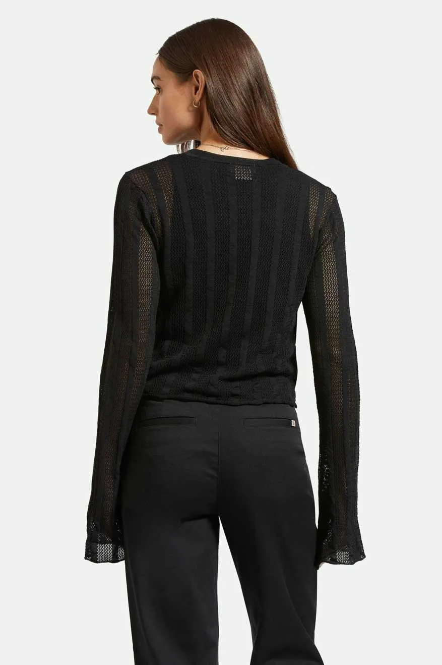 Sheer Knit Top LS| Black