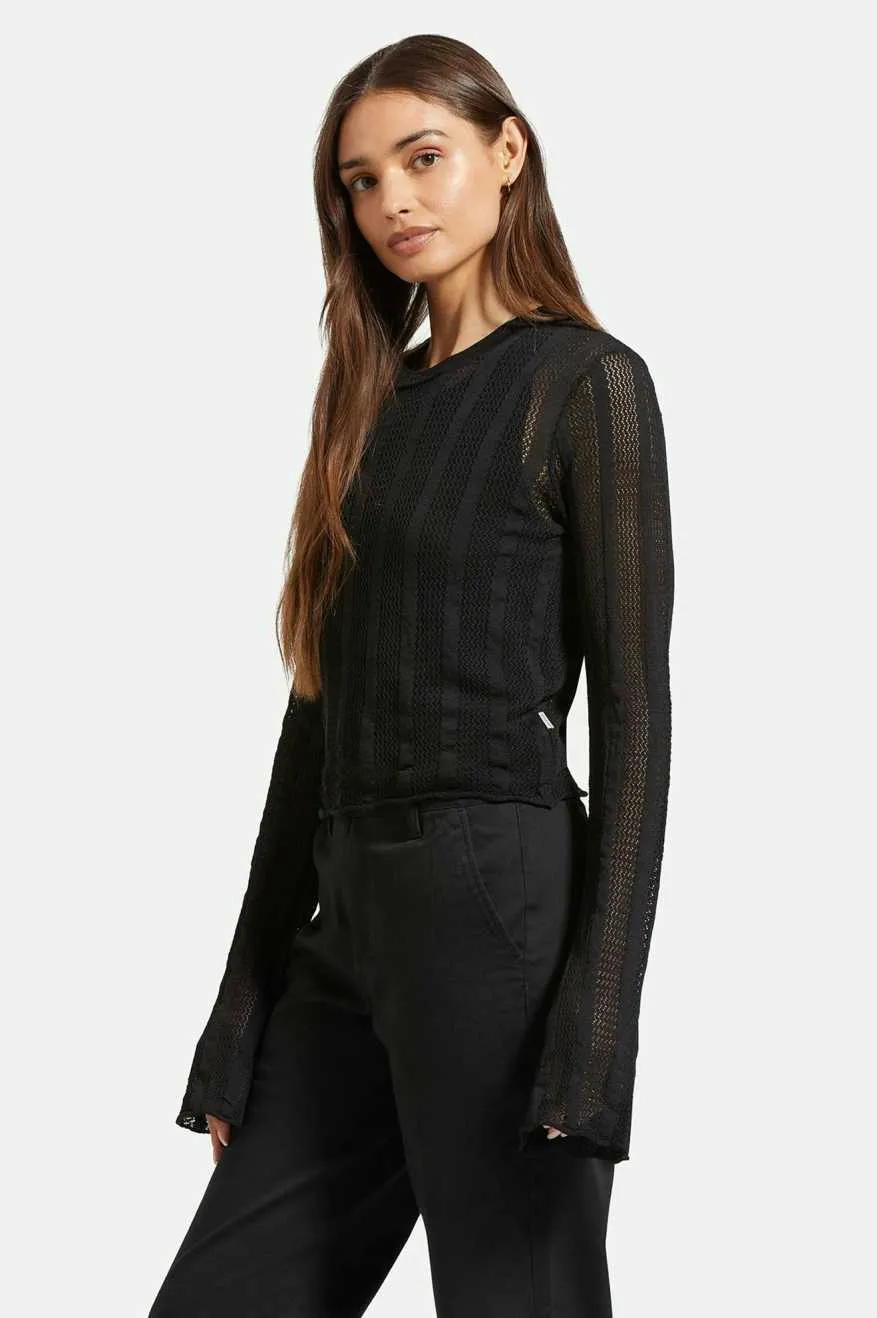 Sheer Knit Top LS| Black