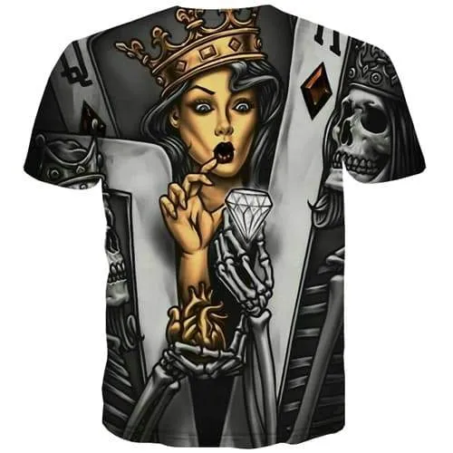 Skull T-shirt Men Poker Tshirts Casual Beauty T-shirts 3d Skeleton T-shirts Graphic Vintage Tshirts Cool Short Sleeve Fashion