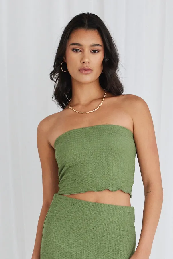 Solo Sage Zigzag Knit Tube Top