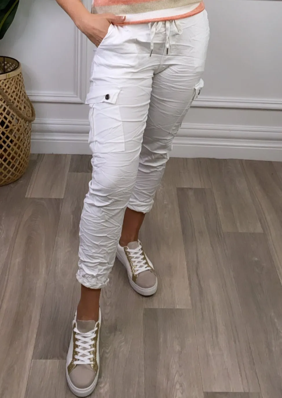 Sonia White Cargo Chino Joggers