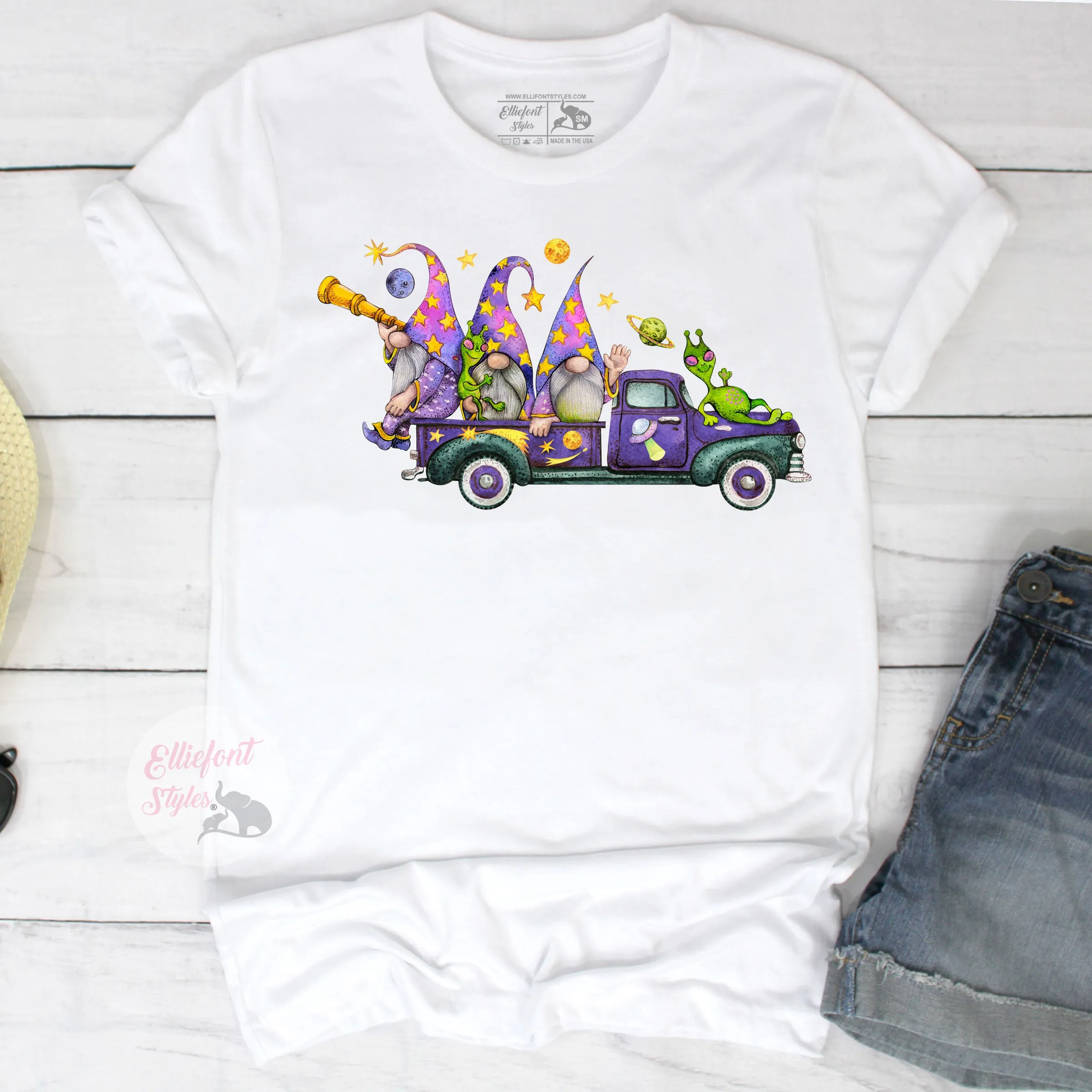 Space Gnome & Alien Galaxy Truck Shirt