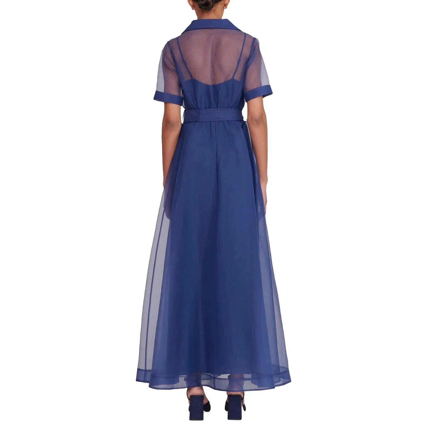 Staud Millie Navy Organza Maxi Dress