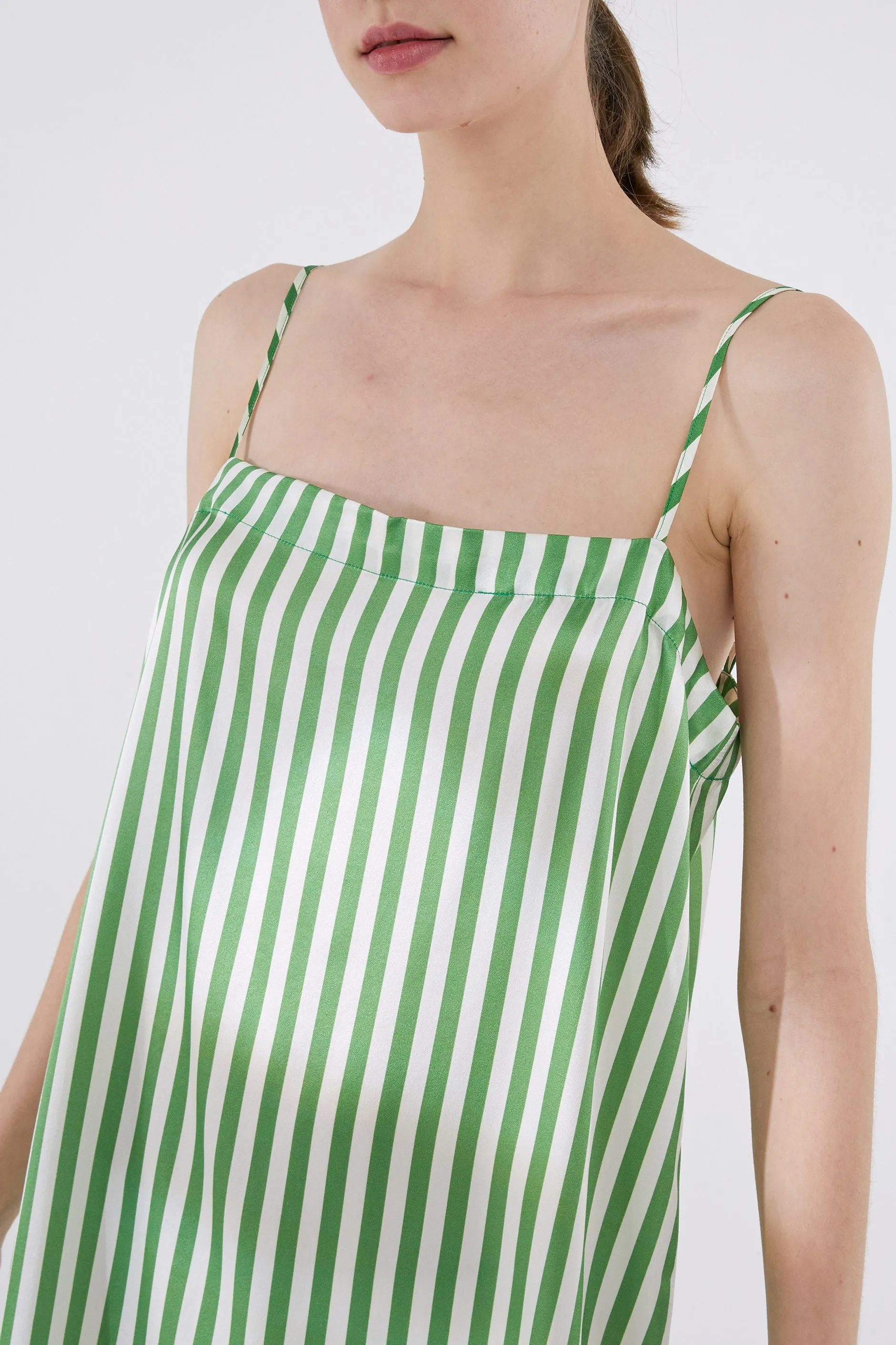 Striped Silk Slip Dress