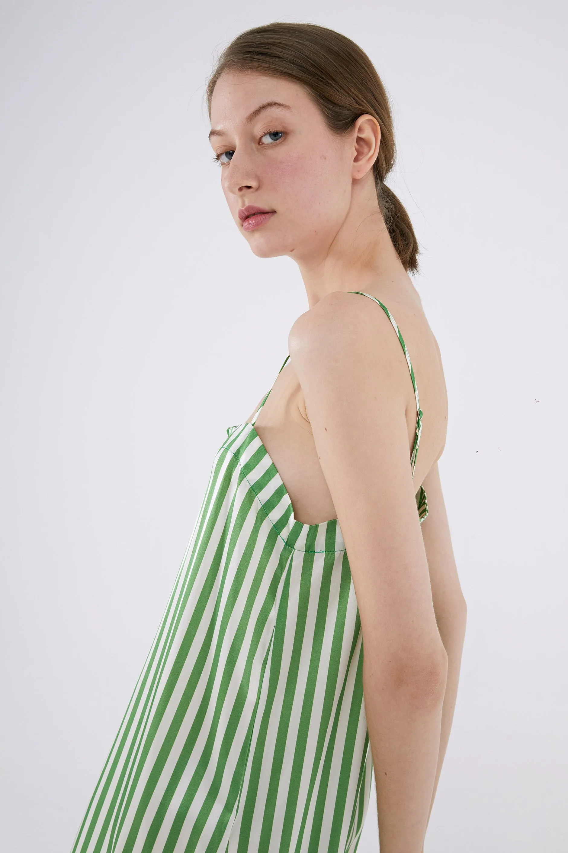 Striped Silk Slip Dress