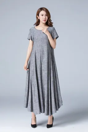 summer high  waist maxi length linen dress 1776