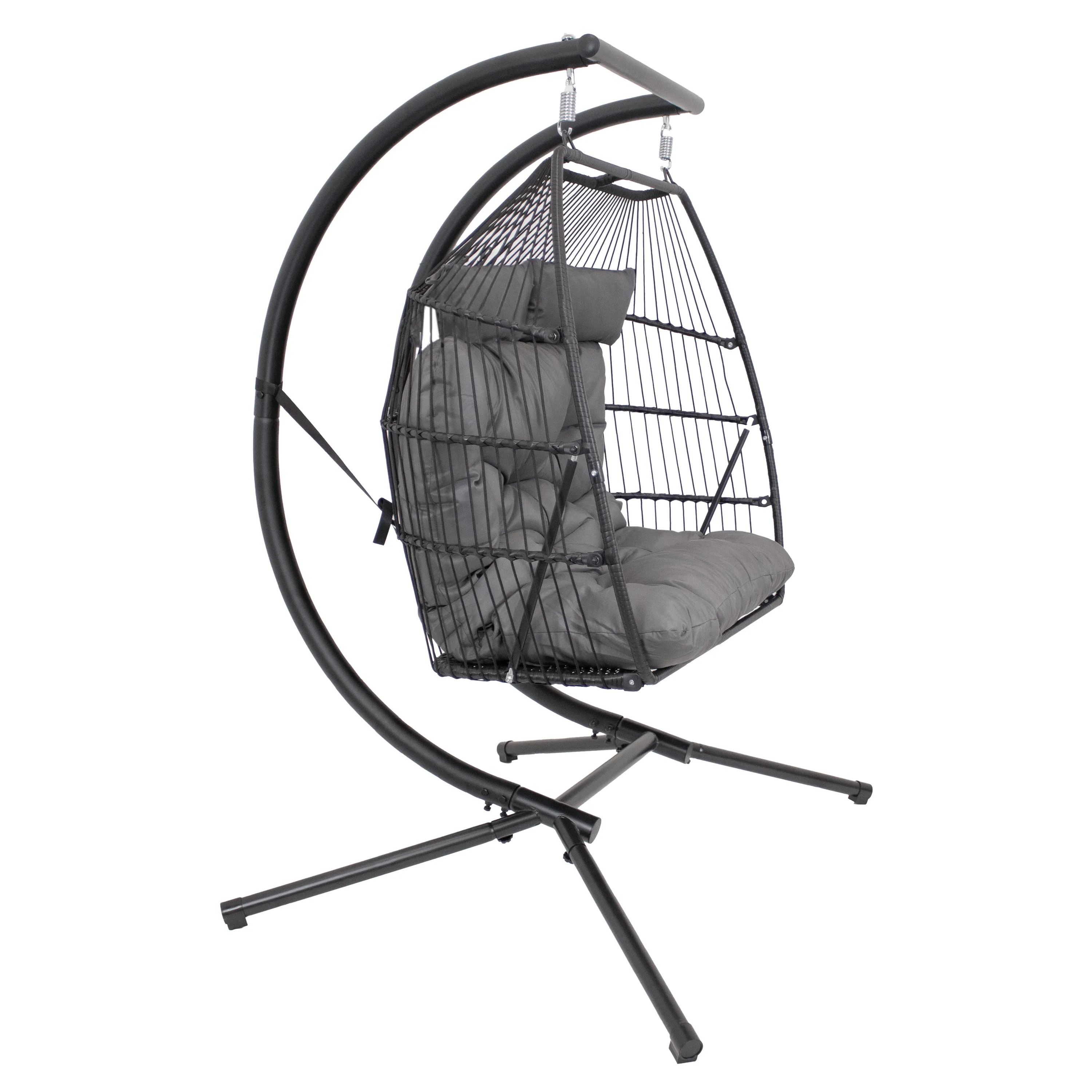 Sunnydaze Andrei Double Hanging Egg Chair with Stand - Dark Gray