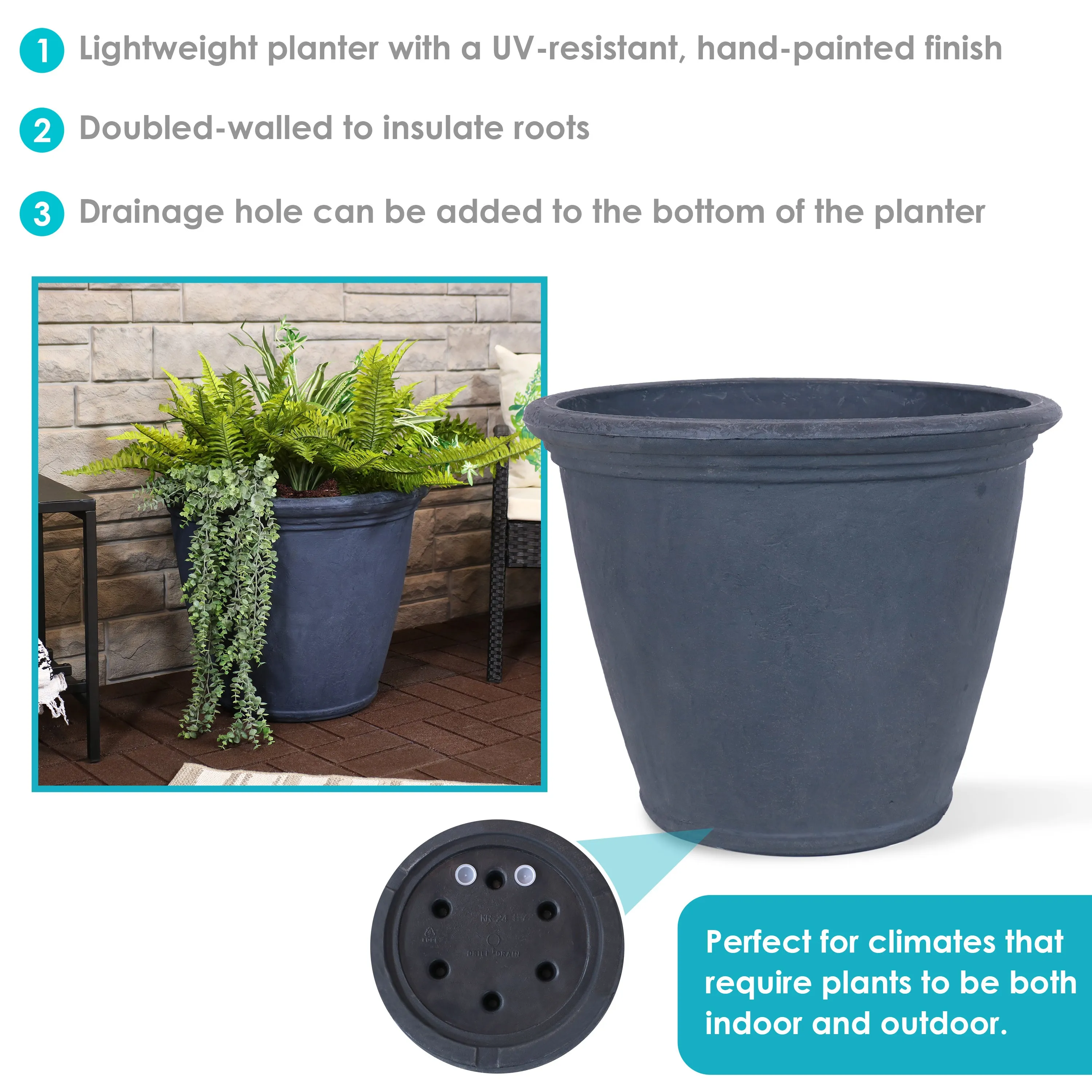 Sunnydaze Anjelica Polyresin Outdoor Flower Pot Planter