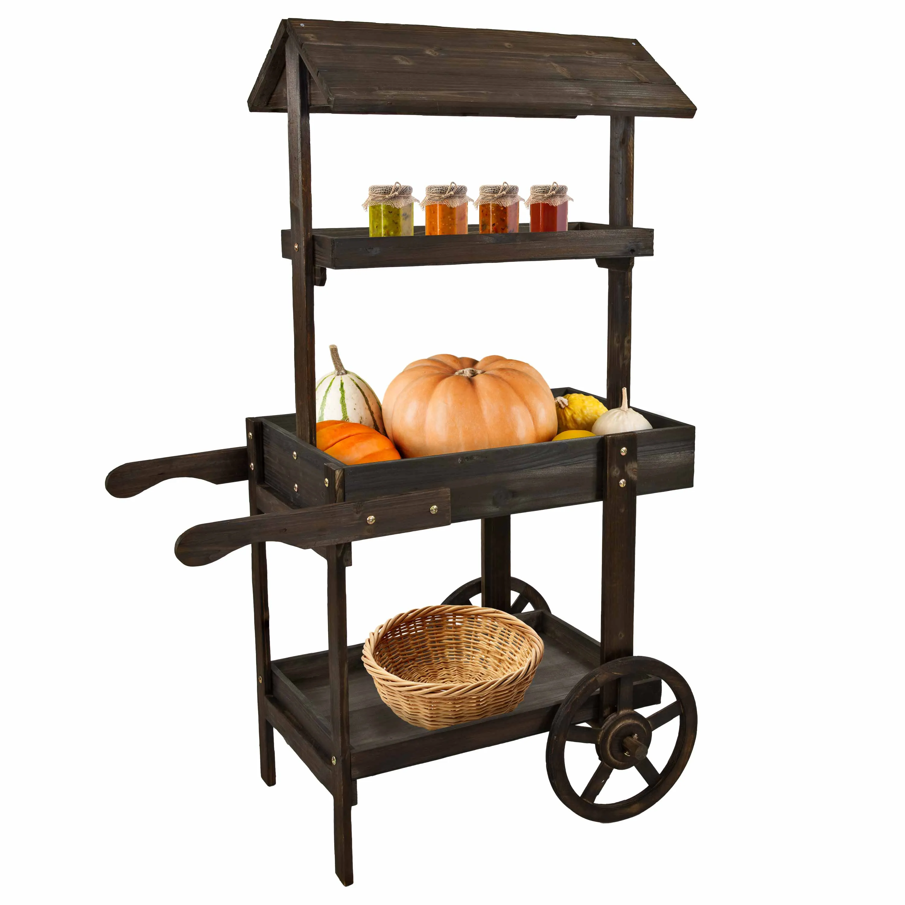 Sunnydaze Country Market Flower Cart Display Stand - 49.25” H