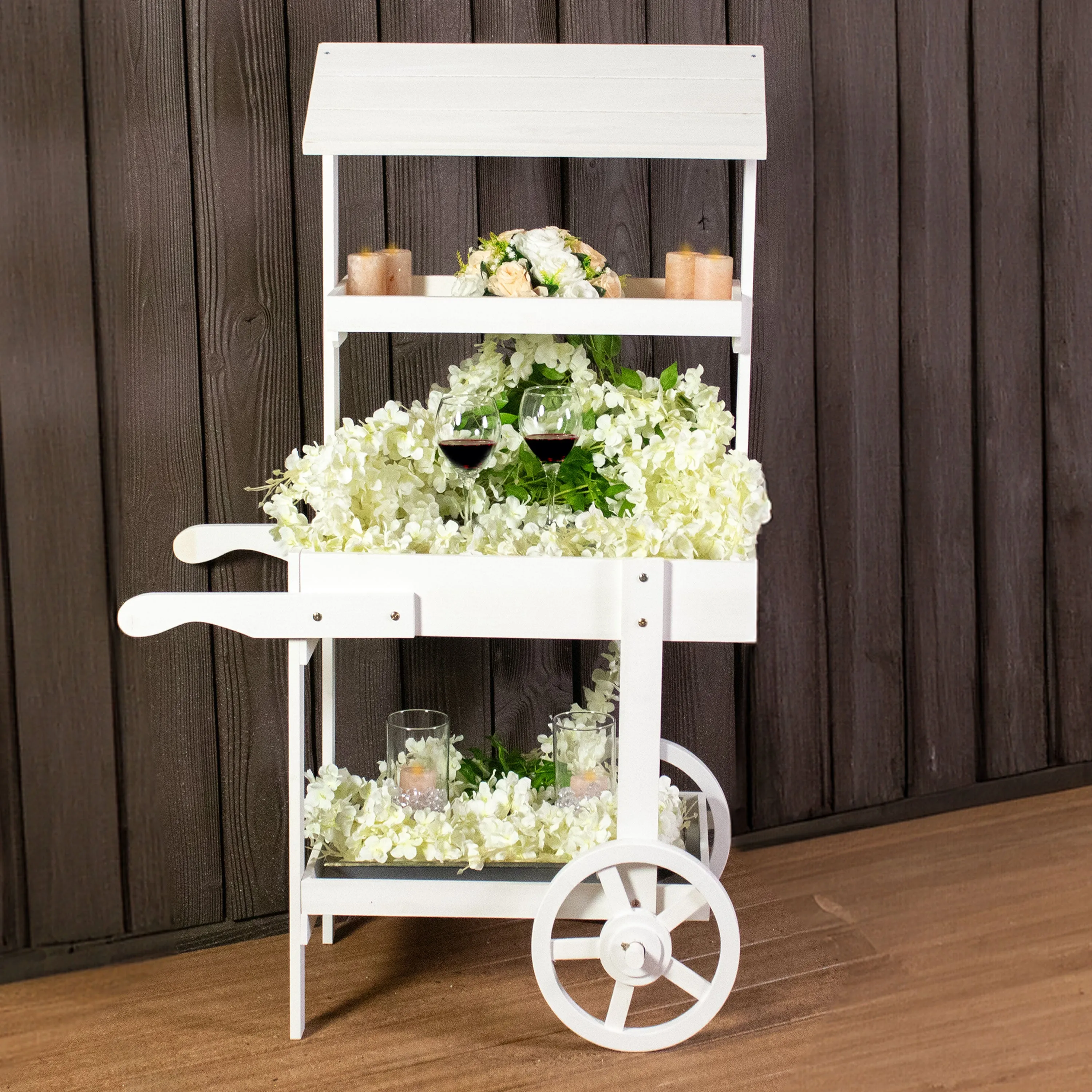 Sunnydaze Country Market Flower Cart Display Stand - 49.25” H