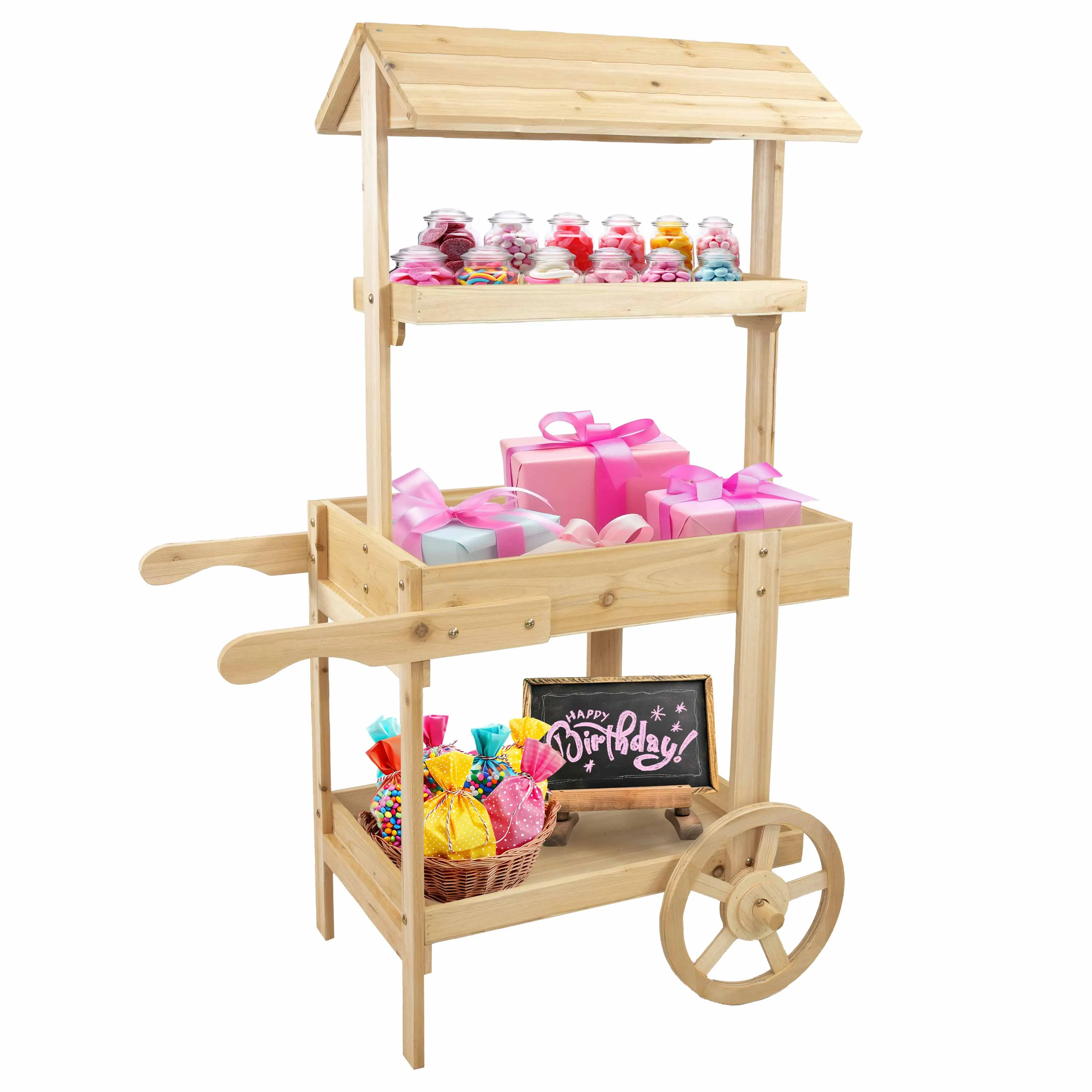 Sunnydaze Country Market Flower Cart Display Stand - 49.25” H