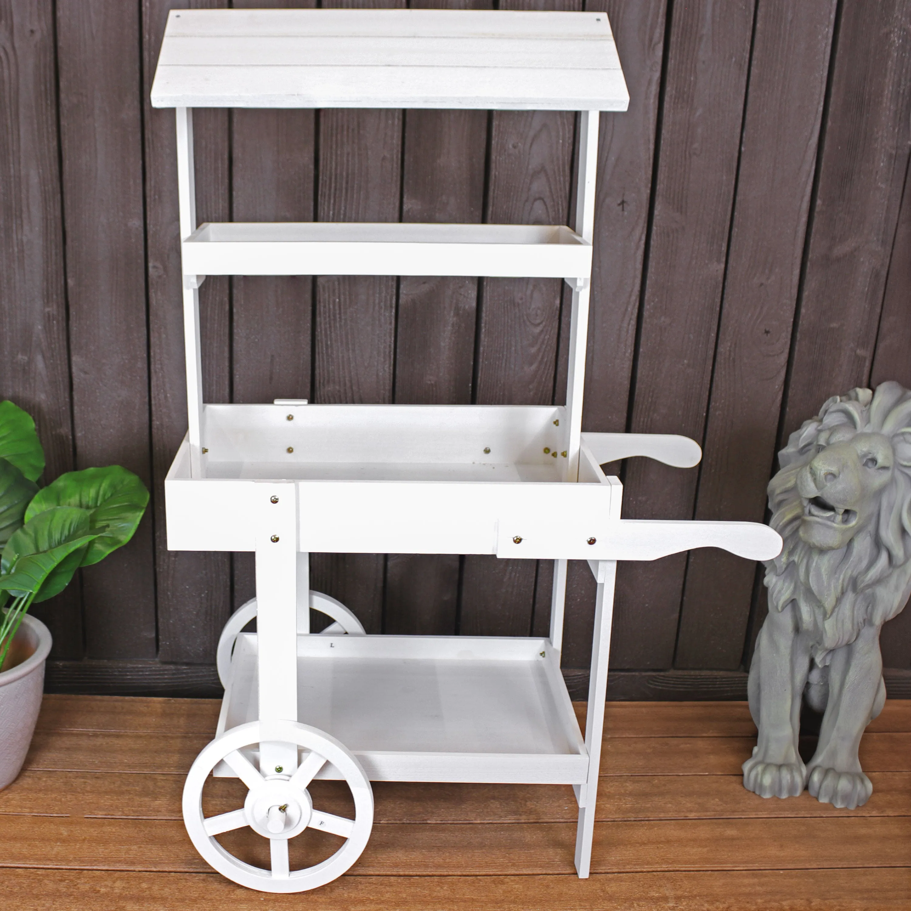 Sunnydaze Country Market Flower Cart Display Stand - 49.25” H