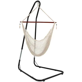 Sunnydaze Hanging Cabo Extra Large Hammock Chair with Stand - Cream