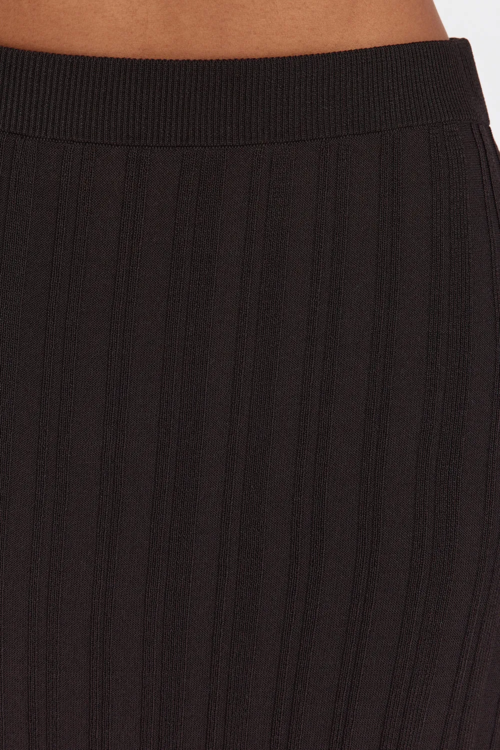 SYLVIA BITTER CHOC KNIT MIDI SKIRT