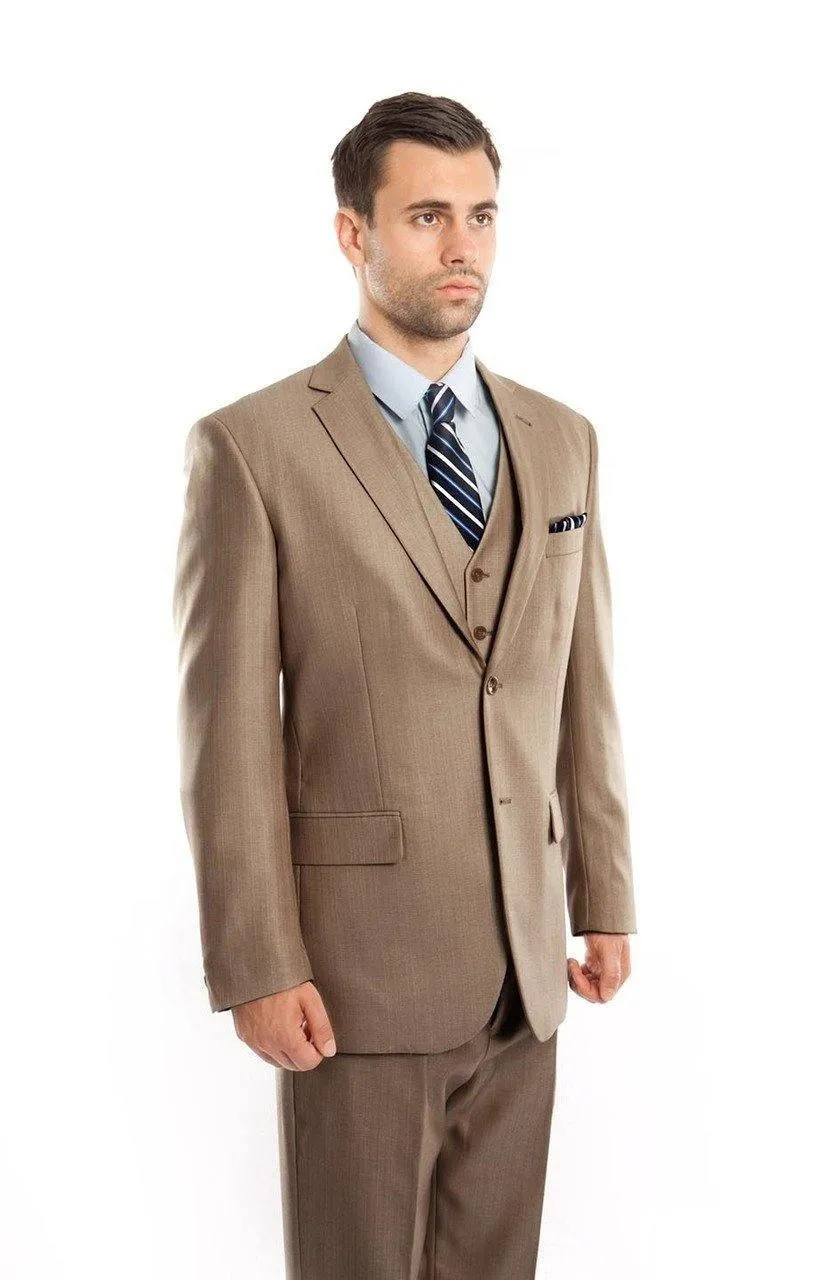 TAZIO COLLECTION-DARK TAN TEXTURED 3 PIECE SUIT