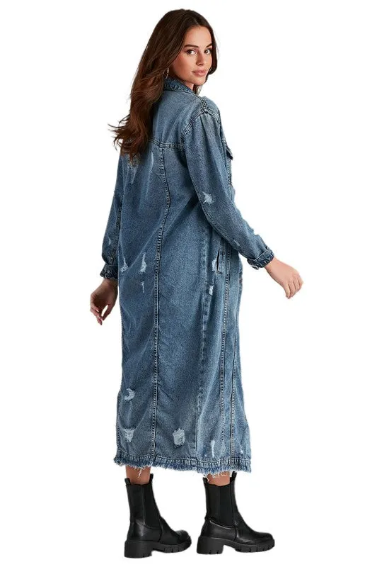 TEEK - NAVY DENIM LONG JACKET