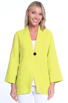 Textured Single Button Front Jacket - Citron