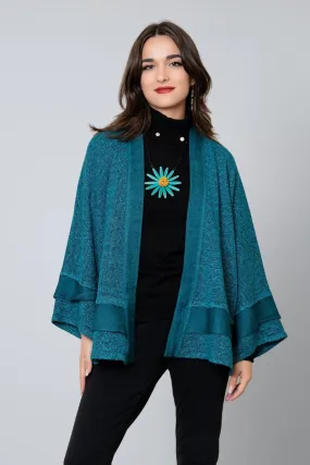 Textured Trim Jacket - Turquoise