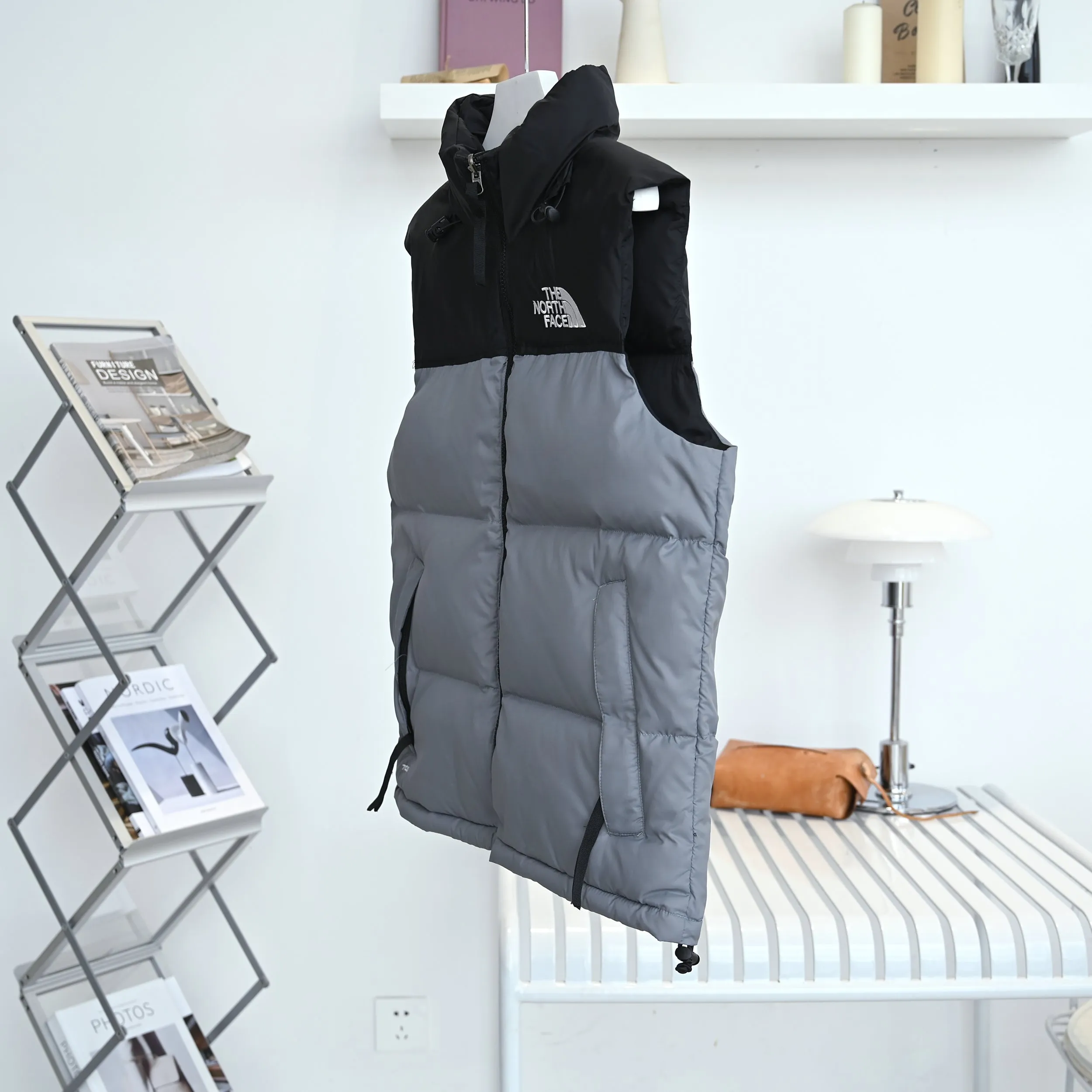 The North Face 1996 Retro Nuptse Gray Black Down Vest