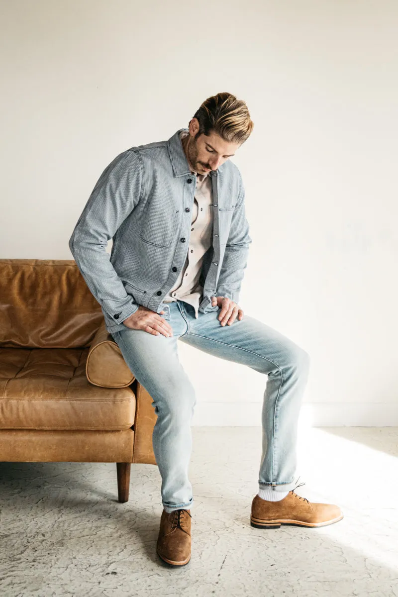 The Vise Chore Jacket - Stripe Indigo Herringbone