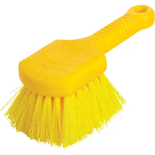 Utility Brush, 8" Overall Length, Synthetic Bristles, Yellow