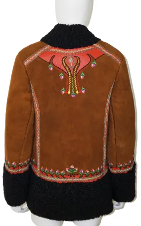 VINTAGE Ukrainian Sheep Skin Embroidered Jacket