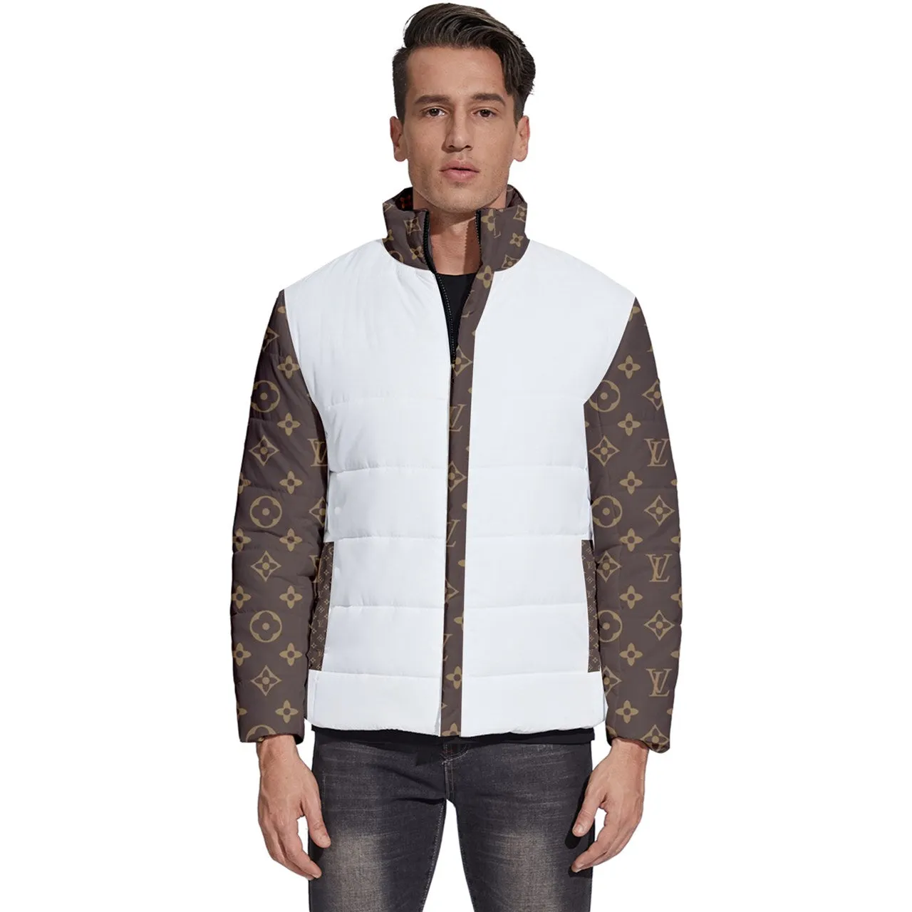 White Snoopy Men's Puffer Bubble Jacket Coat