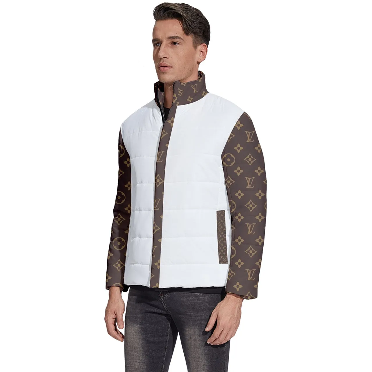 White Snoopy Men's Puffer Bubble Jacket Coat