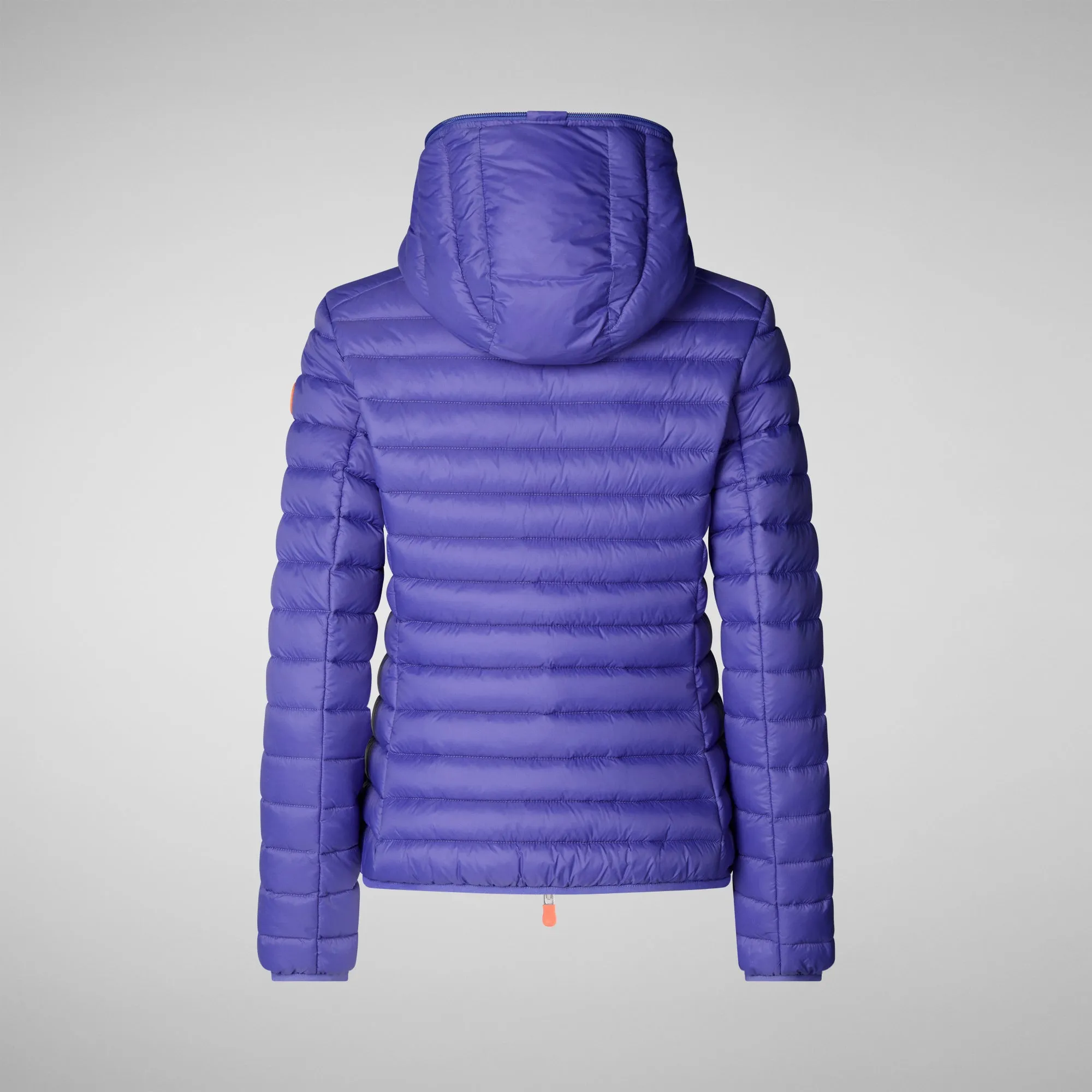 Woman's hooded animal free puffer jacket daisy in deep purple