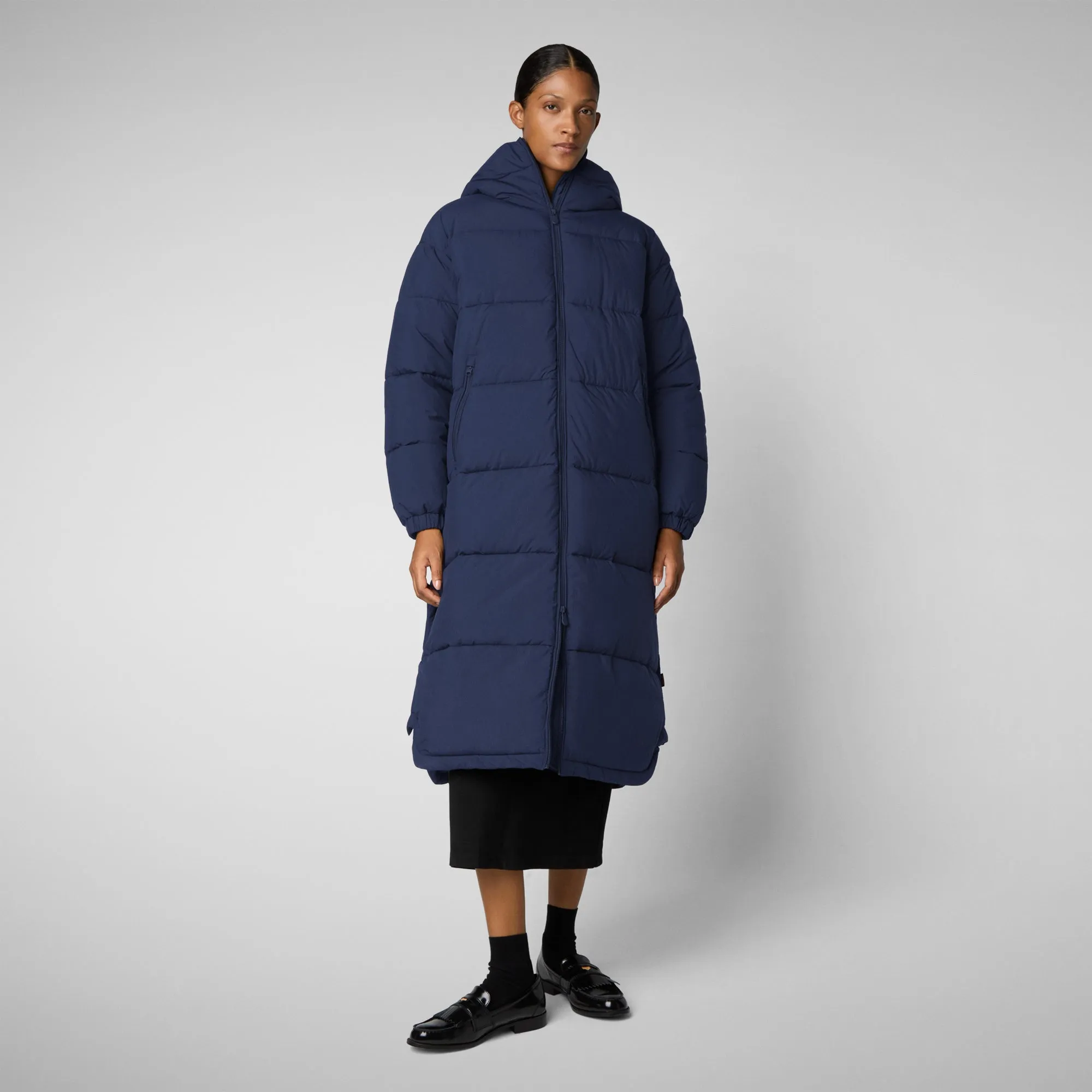 WoMen's animal free Puffer jacket Halesia in navy blue