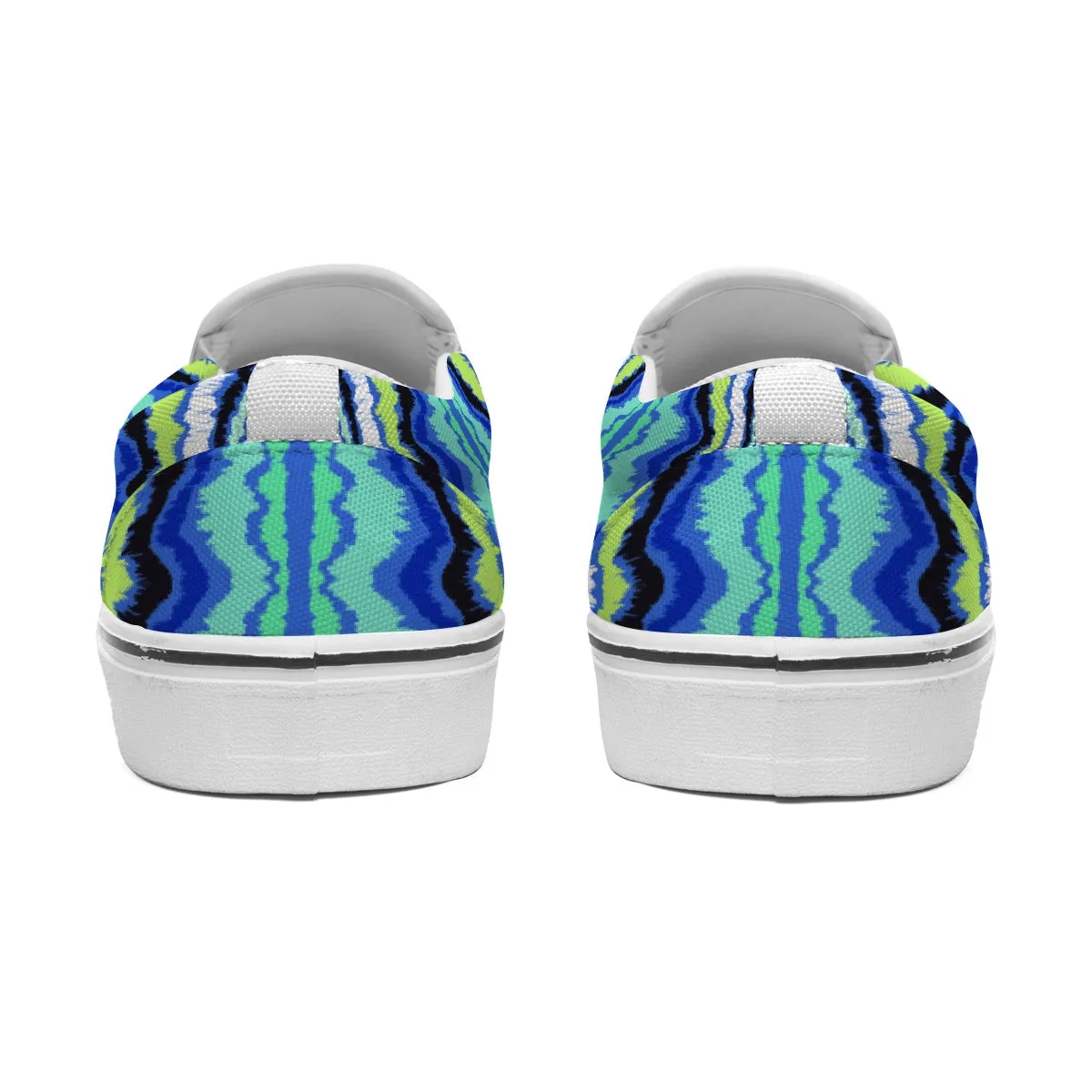 Women's Slip On Sneakers blue/green abstract print