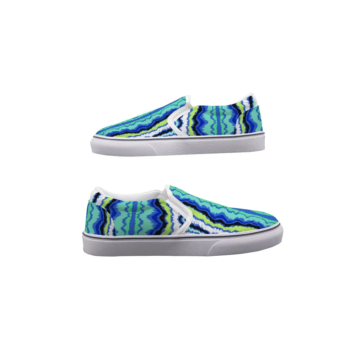 Women's Slip On Sneakers blue/green abstract print