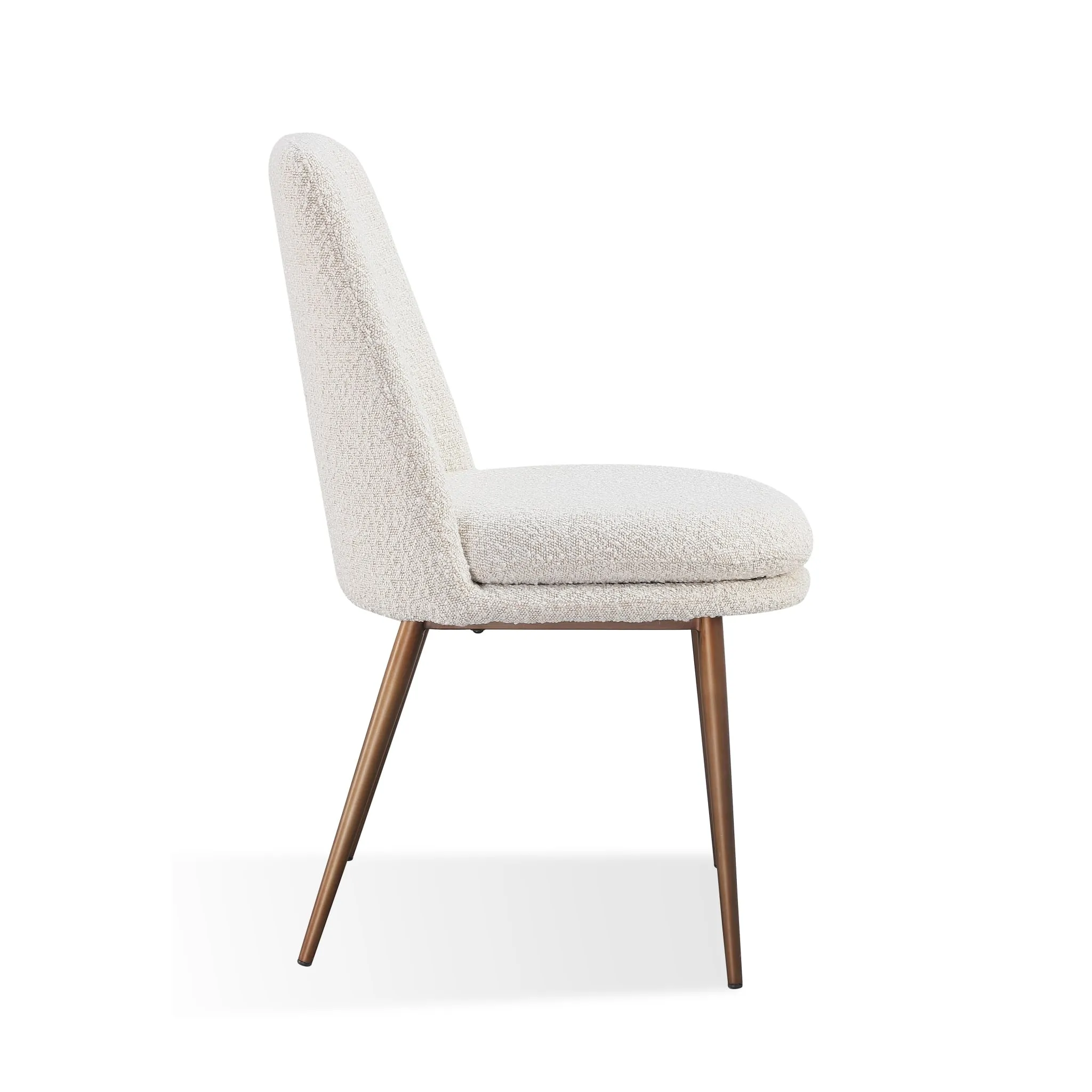 Wyatt Upholstered Dining Chair in Ricotta Boucle and Bronze Metal