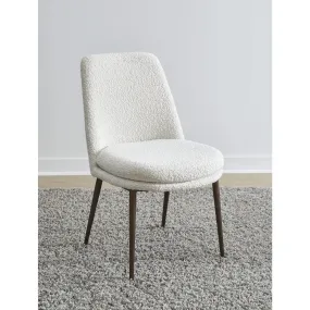 Wyatt Upholstered Dining Chair in Ricotta Boucle and Bronze Metal