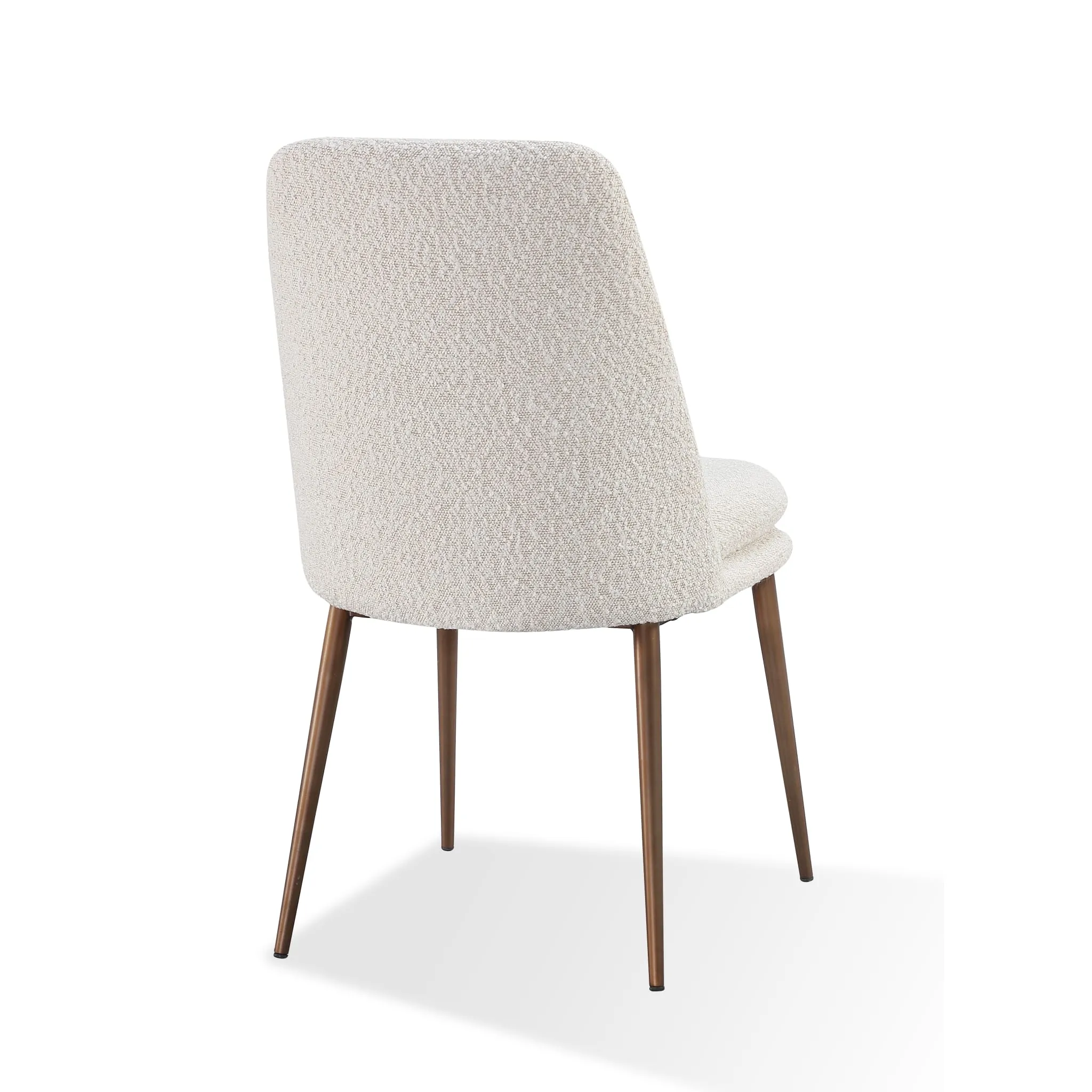 Wyatt Upholstered Dining Chair in Ricotta Boucle and Bronze Metal