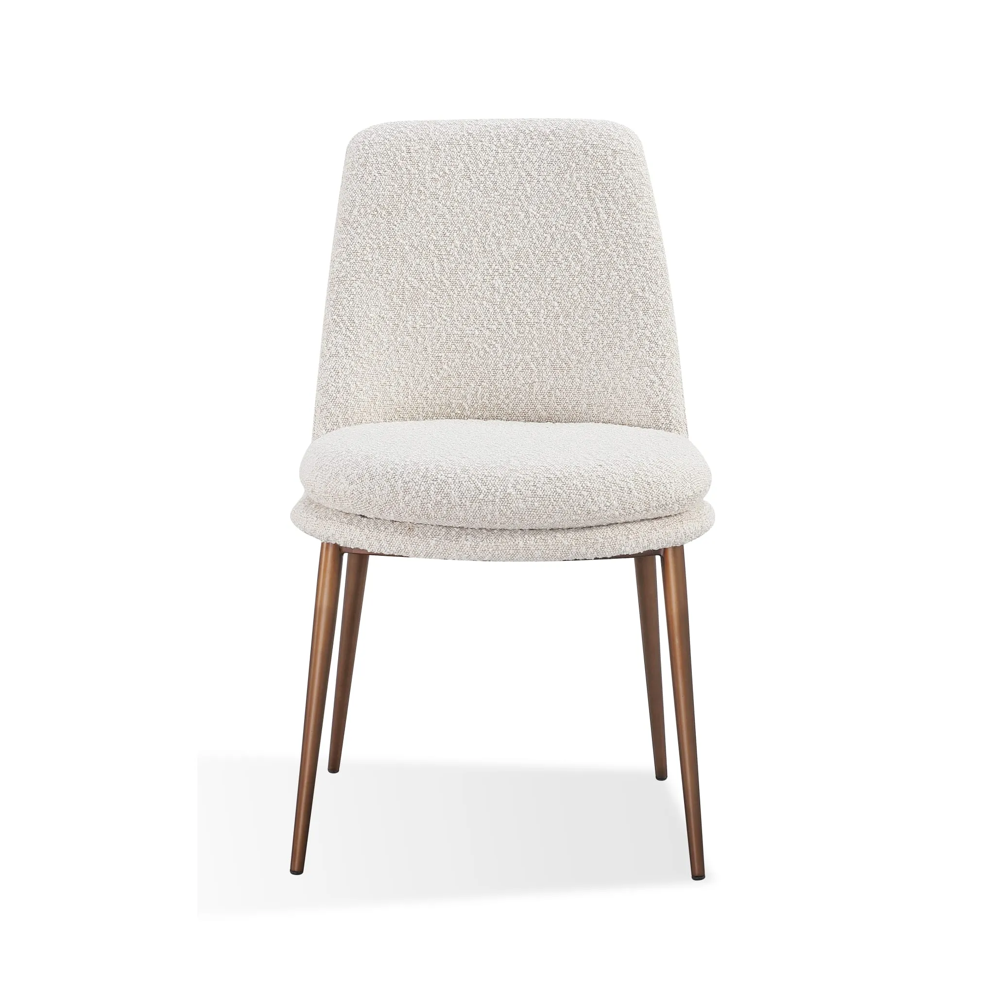 Wyatt Upholstered Dining Chair in Ricotta Boucle and Bronze Metal